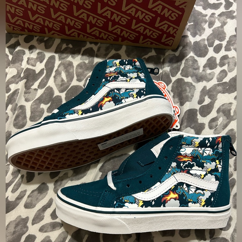 New Vans SK8-HI Zip Mythical Glow Deep Teal kids sz 1 or 2